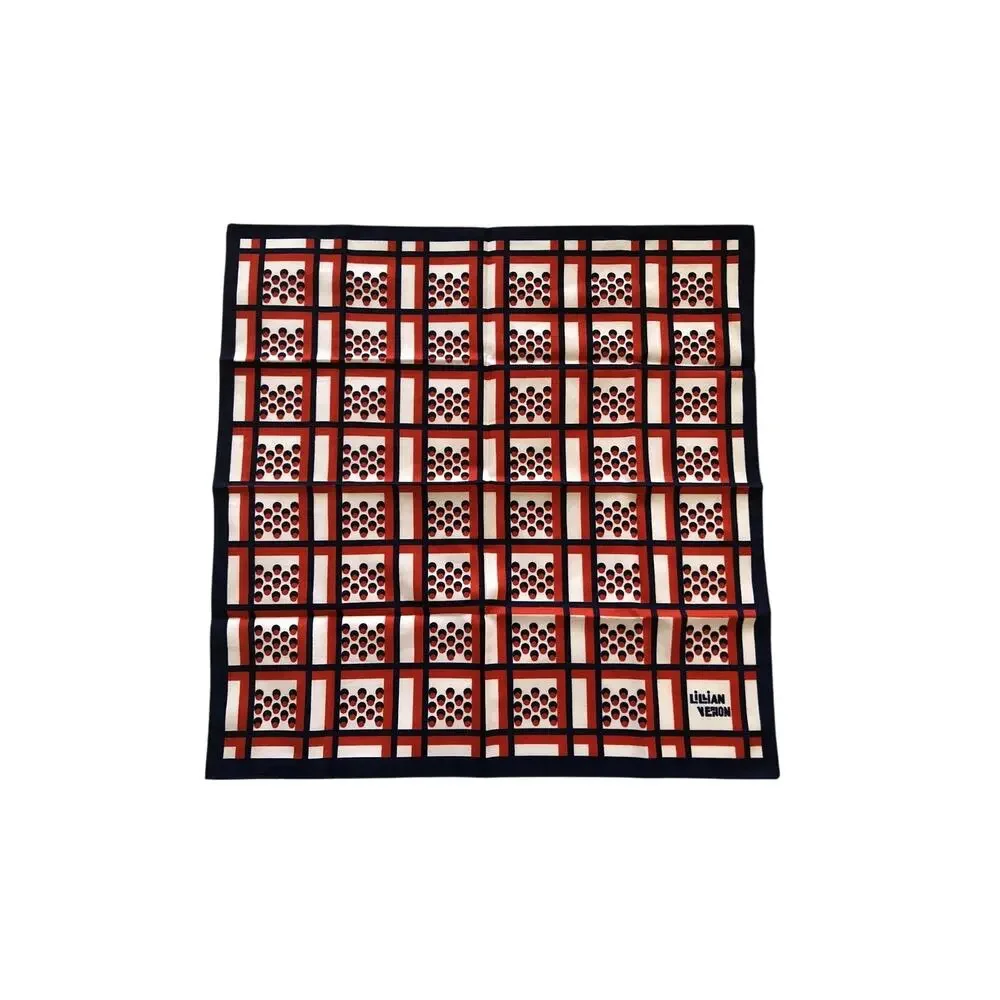 Checkered Scarf Red White Blue Lillian Vernon Mod Boselli Italy 19x20 Vintage
